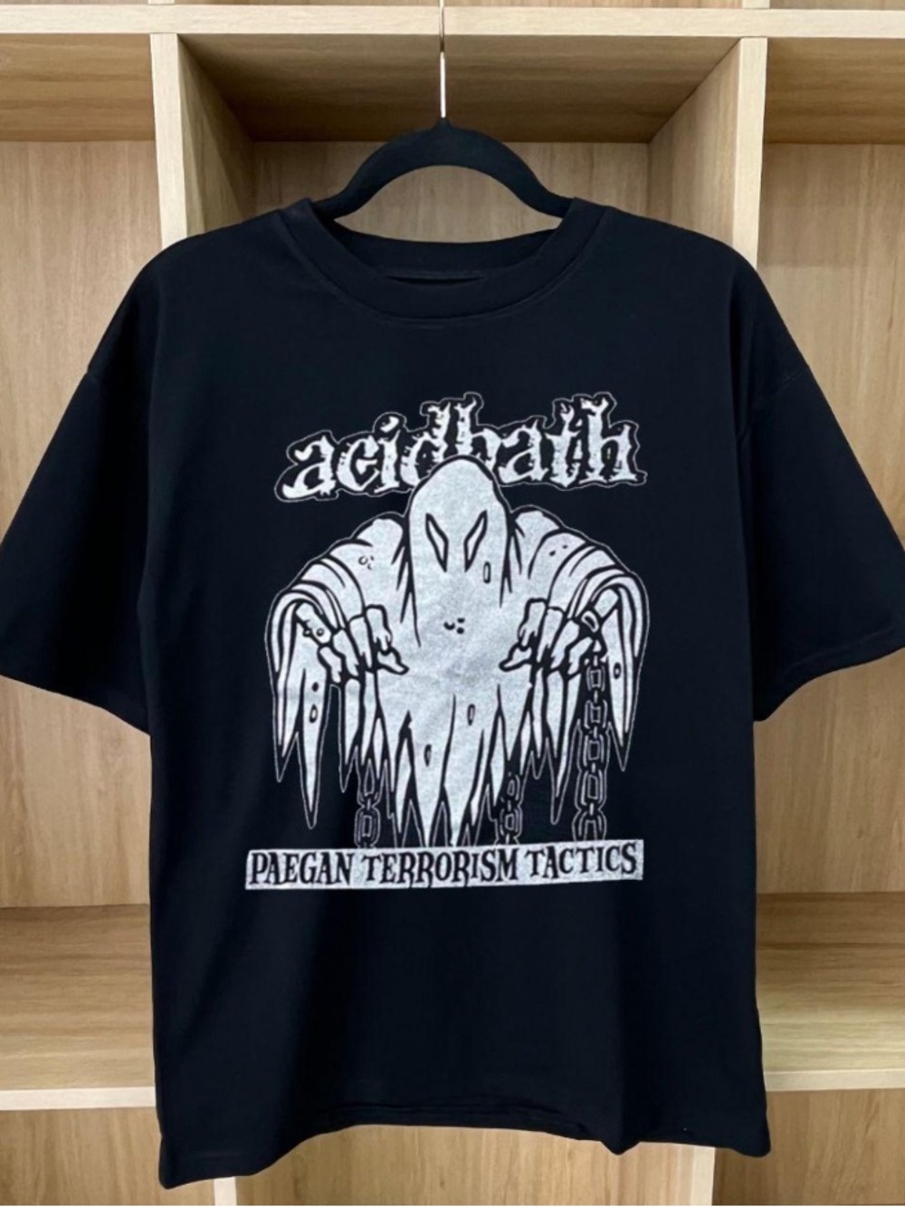 Chain Evil Spirit Acid Bath Mud Metal Ghost Black T-shirt